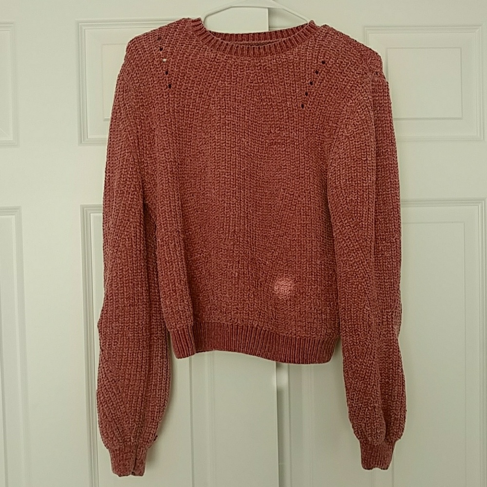 dusty pink chenille sweater!!